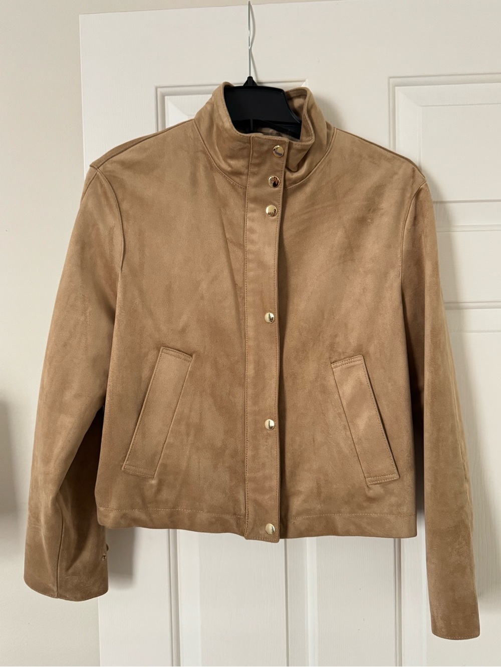 Zara Women's Camel Suede Snap-Front Jacket